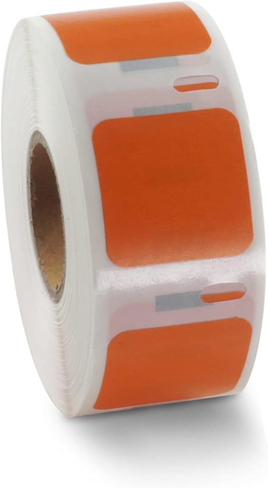 BETCKEY Colored Labels Compatible with Dymo 30332 (1" x 1") Square QR Code Labels, Compatible for Dymo LabelWriter Thermal 450, 4XL & Zebra Desktop Printers [2 Rolls, Orange]