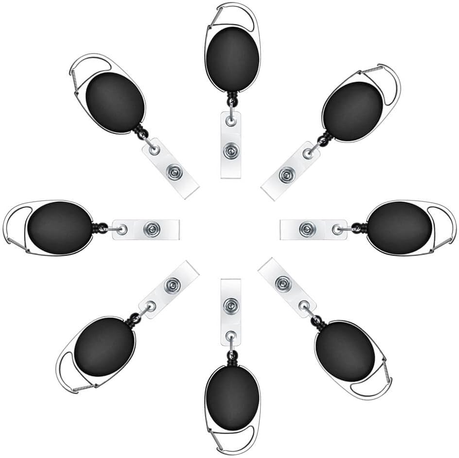 selizo 10pcs Retractable Badge Holders Retractable ID Badge Clips Badge Reels Retractable with Carabiner Reel Clip