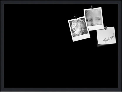 PinPix 30x22 Inch Cork Bulletin Board. This Decorative Framed Pin Board Comes with Solid Black Design and a Satin Black Frame. Ideal for Home Office Decor or Message Board (PinPix-622)