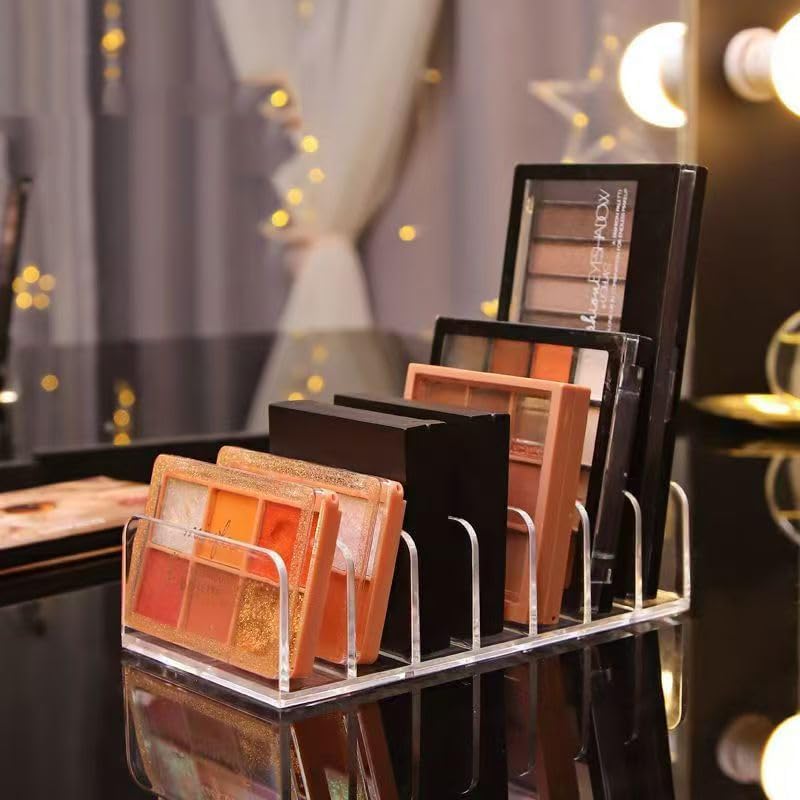 Acrylic Cash Tray 7 Slots File Organizer for Desk Clear Mail Holder Eyeshadow Makeup Palette Cosmetic Tray Vertical Letter Sorter for Desktop, Bill, Document, Notebook