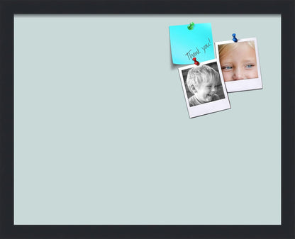 PinPix 19x15 Inch Cork Bulletin Board. This Decorative Framed Pin Board Comes with Soft Blue Design and a Satin Black Frame. Ideal for Home Office Decor or Message Board (PinPix-1814)