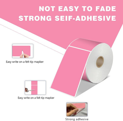 PARLAIM 3 X 5 Inch Rectangle Adhesive Color Coding Stickers,Square Inventory Stickers -250 Per Dispenser Box Pink