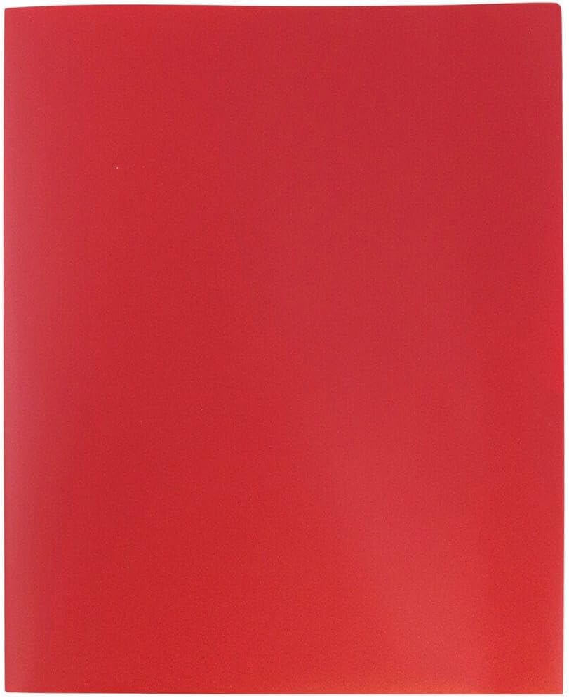 JAM PAPER Plastic 2 Pocket POP Folders - Durable School Folders - Red - Bulk 48/Pack