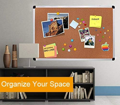 2-Pack 36 x 24 Inch Cork Board Bulletin Notice Board Message Memo Pin Board for Home Office School, Silver Aluminum Frame