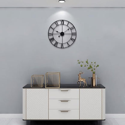 Large Wall Clocks for Living Room Decor, 16 Inch Round Black Metal Silent Non Ticking Battery Operated Jumbo Numerals Modern Vintage Decorative Clock Wall for Bedroom,Kitchen,Office,Farmhouse