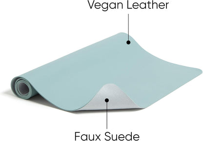 Smead Desk Pad, Vegan Leather Desk Mat with Non-Slip Faux Suede Backing, Perfect Desk Organizer for Office Decor, 31.5” x 15.7” Medium, Superior Blue (64835)