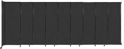 Wall-Mounted Sliding StraightWall Room Divider | Adjustable Widths | Locking Wheels | Room Separator | Up to 19'9" Wide x 7'6" Tall Black Fabric Panels