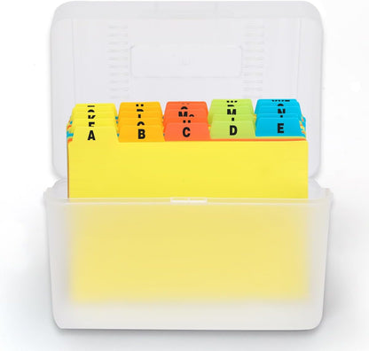 H4D Index Card Holder 4x6 Inches with 25 Plastic Dividers, Clear