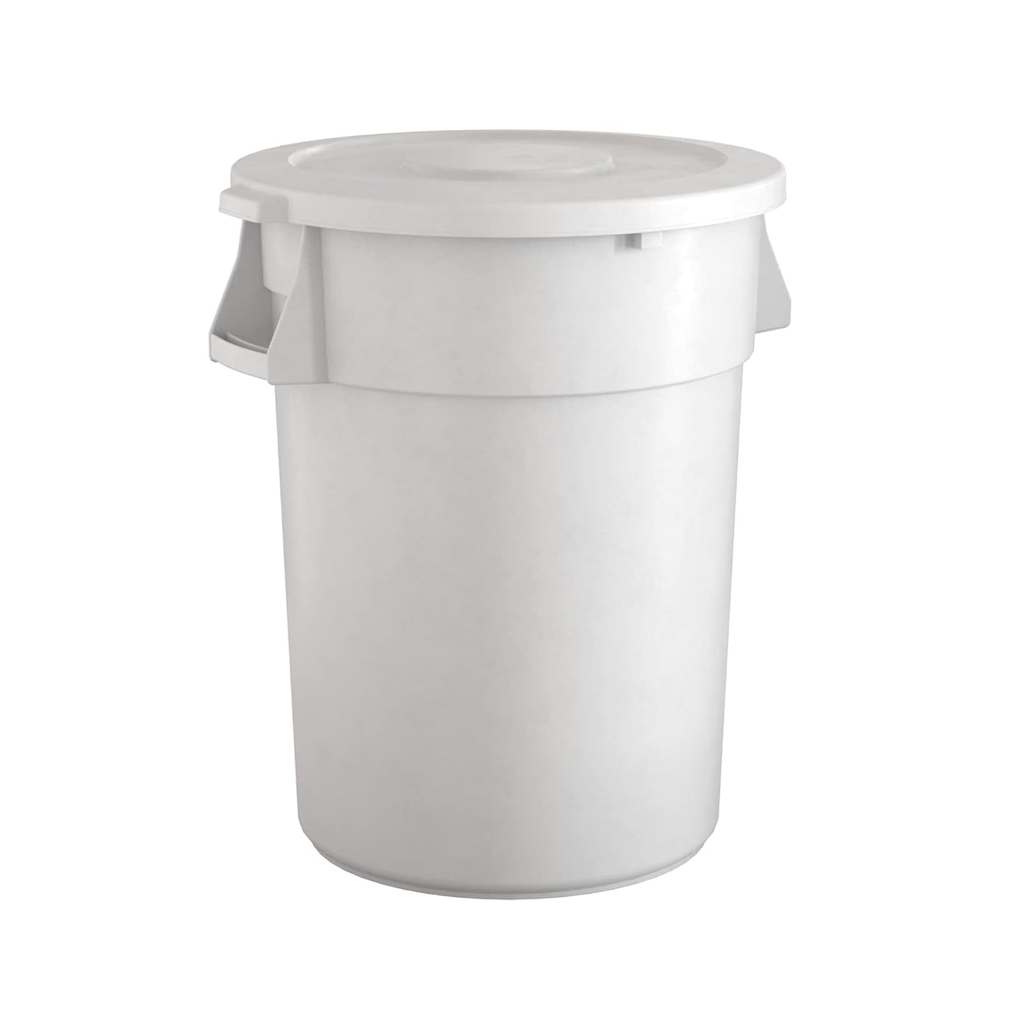44 Gallon White Round Commercial Trash Can with Lid