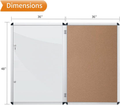 VIZ-PRO Tamperproof Lockable Cork Noticeboard Class 1 Aluminium Framed 48x36 Inches