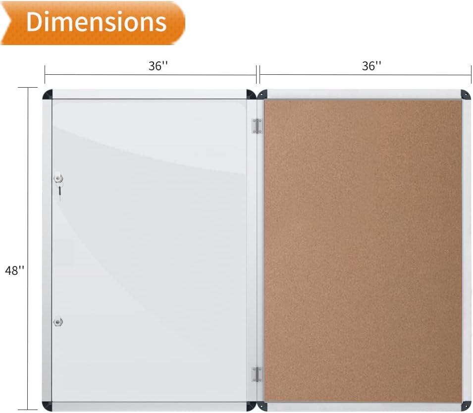 VIZ-PRO Tamperproof Lockable Cork Noticeboard Class 1 Aluminium Framed 48x36 Inches, Pack of 2
