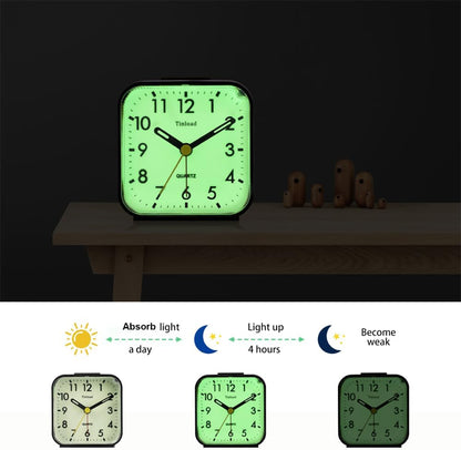Small Battery Operated Analog Travel Alarm Clock Silent Non Ticking,Gentle Wake, Ascending Beep Sounds, Snooze,Lighted on Demand, Glow in Dark dial,Easy Set