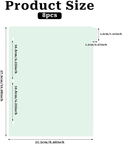 3 Ring Green Binder Dividers with 8-Tabs, A4 Binder Dividers, Sturdy Plastic Divider, Suitable for Notebooks and Binders, Tabs for Binder, 3 Hole Punch (Green,A4)