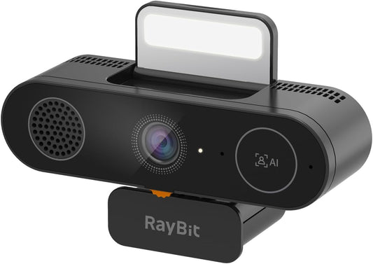 5-in-1 Design 4K Webcam with Speaker and Microphone, Built-in Light, Privacy Cover, AI Auto-Framing Cam, Computer USB C Web Camera for PC, Desktop, Laptop, Mac, Streaming, Video Conference