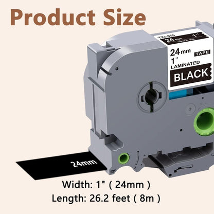 Hehua 24mm Black Tape Compatible for Brother TZe-355 White on Black P Touch Label Tape, TZe355 24mm TZe Label Tape Compatible for Brother TZ Tape 24mm 0.94 Laminated for Ptouch PT-D600 D610, 3 Pack