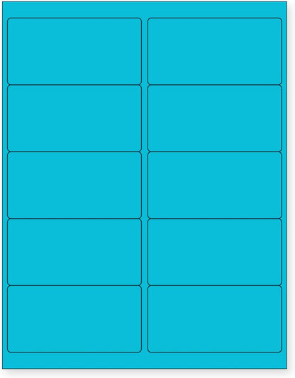 NextDayLabels - 8-1/2 x 11" Neon Color High Light Fluorescent Labels for Laser & Inkjet Printer (Blue Fluorescent, 4 x 2" - 10 Per Page | 1000 Labels)
