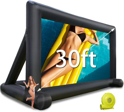 30ft Outdoor Inflatable Movie Screen, No Seam Projector Screen with Air Blower, Support Front & Rear Projection