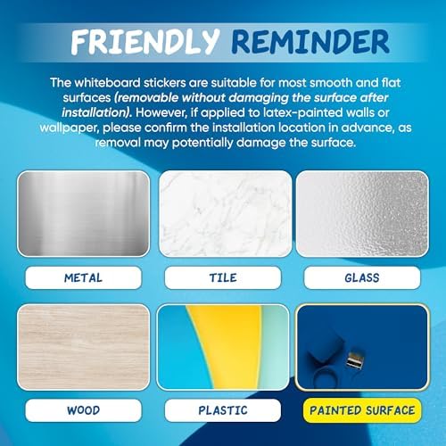 YOUNGJQ Large Magnetic Whiteboard for Wall 72" x 40", Self-Adhesive Magnetic Dry Erase White Board Sticker, Peel and Stick Sheet for Conference Room Office Home