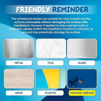 YOUNGJQ Large Magnetic Whiteboard for Wall 72" x 40", Self-Adhesive Magnetic Dry Erase White Board Sticker, Peel and Stick Sheet for Conference Room Office Home