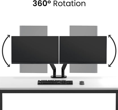 EVEO Premium Dual Monitor Mount 14"-35” Dual Monitor Arm VESA Bracket Adjustable Height Gas Spring Dual Monitor Stand, Screen Full Motion Dual Monitor Arm-Computer Monitor Stand for 2 Screens - White