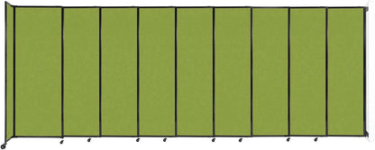 Wall-Mounted Sliding StraightWall Room Divider | Adjustable Widths | Locking Wheels | Room Separator | Up to 19'9" Wide x 7'6" Tall Lime Green Fabric Panels