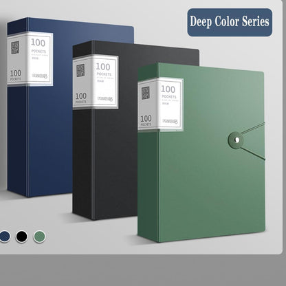 File Folder - 100 Pockets, Durable A4 Letter Size Organizer, Water-Resistant Plastic Dividers, Home/Office/School Document Holder (Dark Green)