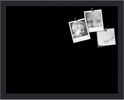 PinPix 19x15 Inch Cork Bulletin Board. This Decorative Framed Pin Board Comes with Solid Black Design and a Satin Black Frame. Ideal for Home Office Decor or Message Board (PinPix-622)