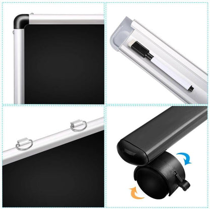 Mobile Dry Erase Blackboard 36 x 24, Magnetic Portable Black Dry Erase Board with Stand, Rolling Double Sided Chalkboard with Wheels - Easel Standing Black Board for Office, School & Home