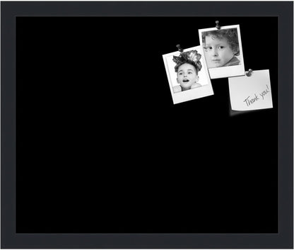 PinPix 17x14 Inch Cork Bulletin Board. This Decorative Framed Pin Board Comes with Solid Black Design and a Satin Black Frame. Ideal for Home Office Decor or Message Board (PinPix-622)