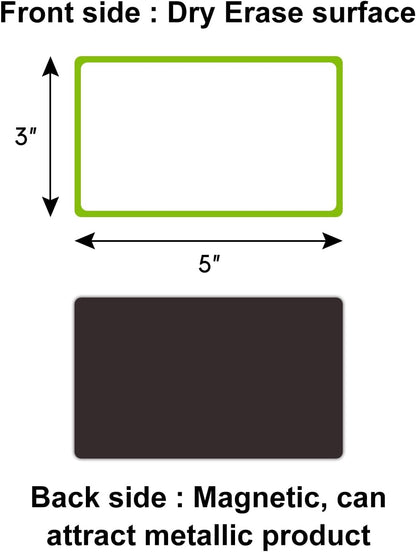 Dry Erase Magnetic Label 5x3 Inch Colored Border, 40 Pack, Reusable Magnetic Dry Erase Labels, Magnet Labels for Whiteboards