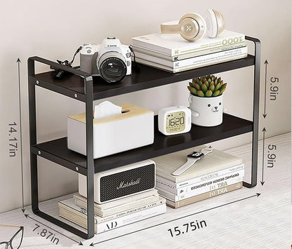 Desktop Organizer Shelf,Desktop Shelves,Office Storage Rack Computer Desk Bookshelf,2-Tier Wood Display Shelf for Office,Home,Dormitory Supplies