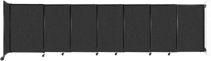 Wall-Mounted Sliding StraightWall Room Divider | Adjustable Widths | Locking Wheels | Room Separator | Up to 15'6" Wide x 4' Tall Black Fabric Panels