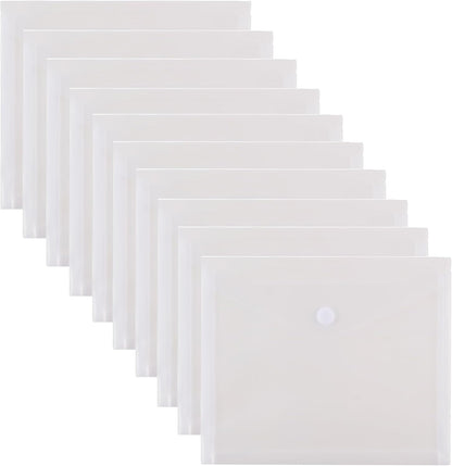 8.5 x 11 Letter Sized Clear Plastic Envelopes with Expanding Gusset Document File Storage Holder 10 Pack Hook Loop Closure
