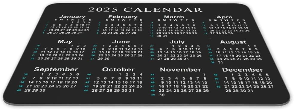 Calendar Mouse pad, 2025 Calendar Horizontal Edition Natural Rubber Quality Creative Gaming Mouse Pad Rectangle Mouse Personalized Desk Mouse Pad 9.5 inch x 7.9 inch