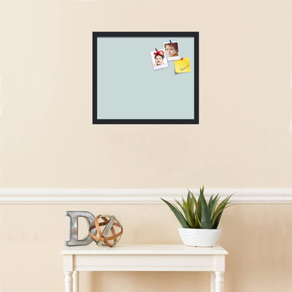 PinPix 20x17 Inch Cork Bulletin Board. This Decorative Framed Pin Board Comes with Soft Blue Design and a Satin Black Frame. Ideal for Home Office Decor or Message Board (PinPix-1814)