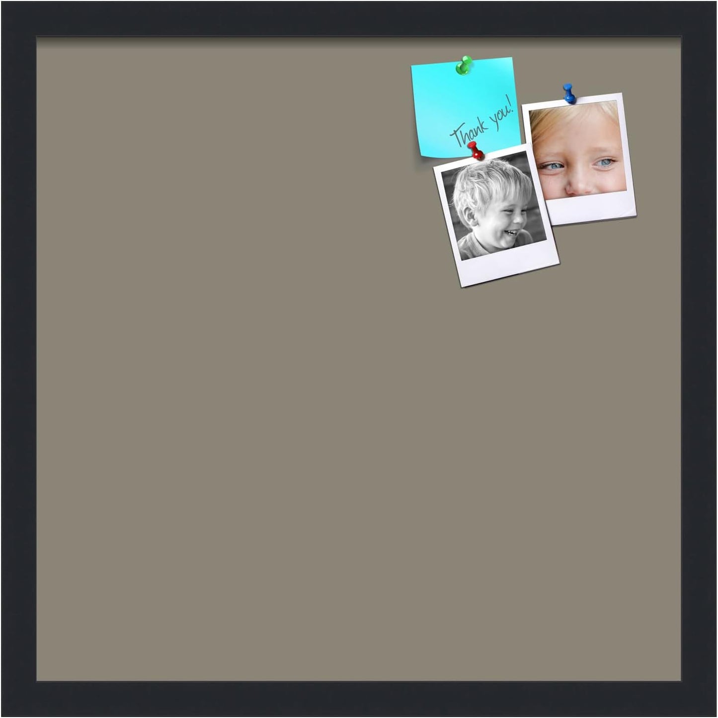 PinPix 18x18 Inch Cork Bulletin Board. This Decorative Framed Pin Board Comes with Pewter Design and a Satin Black Frame. Ideal for Home Office Decor or Message Board (PinPix-1812)