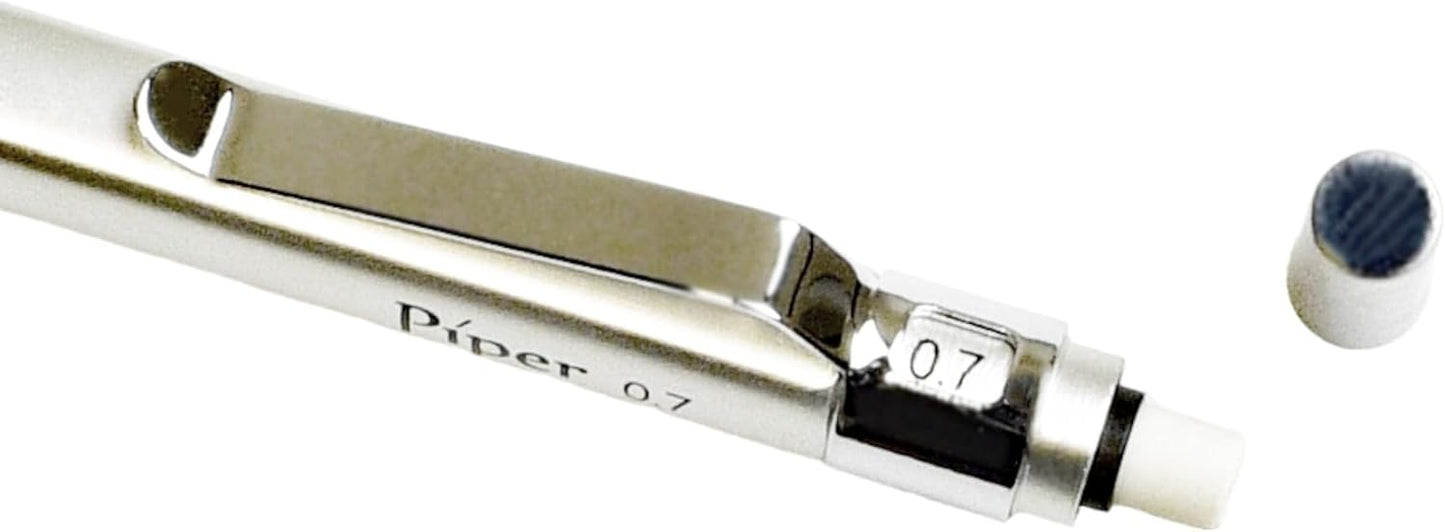 PIPER Quadrata Metal Mechanical Pencil 0.7mm with Erasers and HB #2 Lead Refills for Art, Sketching, Writing, Drafting (Dusty Dark Purple)