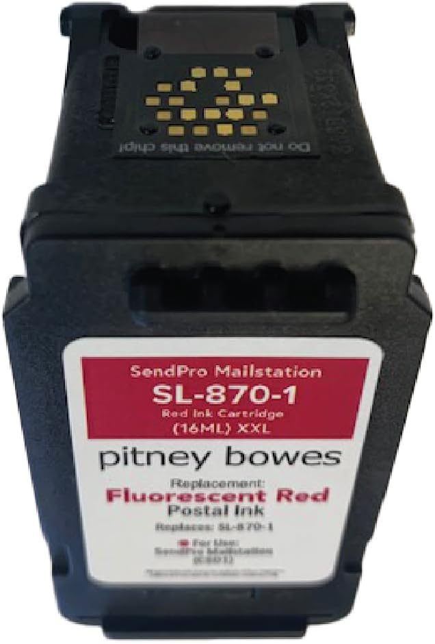 AMERICAN MAILING SOLUTIONS INC. | 2-Pack | PB SL-870-1 (*16ML) XXL Red Ink Cartridge Replacement for The PB SendPro Mailstation Series Postage Meter (CSD1)