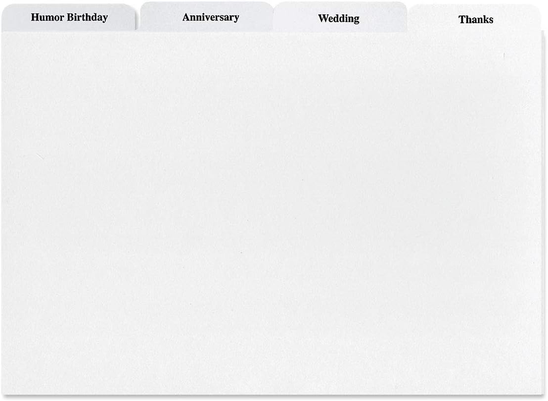 Mary Engelbreit Card Greeting Organizer Box - Stores 140+ cards (not included). 7" x 9" x 9-1/2", Occasion & Recipient Dividers & Labels, Birthday, Get Well, Sympathy etc.