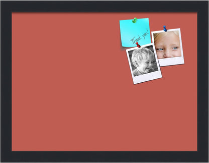 PinPix 16x12 Inch Cork Bulletin Board. This Decorative Framed Pin Board Comes with Crimson Pastel Design and a Satin Black Frame. Ideal for Home Office Decor or Message Board (PinPix-1807)