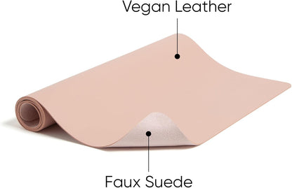 Smead Desk Pad, Vegan Leather Desk Mat with Non-Slip Faux Suede Backing, Perfect Desk Organizer for Office Decor, 36” x 17” Large, Dusty Rose (64829)
