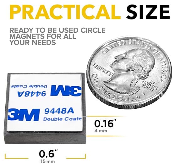 X-bet MAGNET Strong Magnets with Adhesive Backing - Square Heavy Duty Sticky Magnets for Crafts, Fridge (90, 0.6"x0.16")