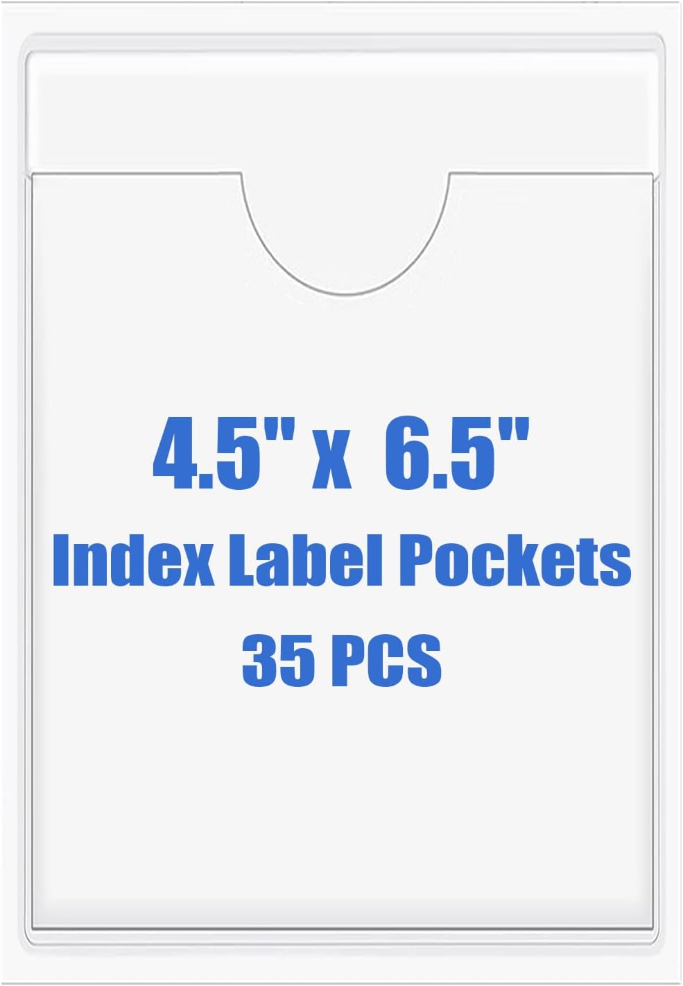 Origin-Joy 35 PCS Self Adhesive Index Card Pockets with Top Open, Clear Plastic Label Holder for Cards of Note, Library and Business, Adhesive Label Pockets & Card Holder (4.5 x 6.5 inch)