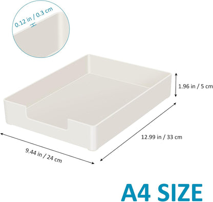 White Paper Tray Letter Size Tray Desk Organizer Holder A4 Plastic Paper Storage Stackable Letter Tray Paper Holder File Organizer for Office Supplies School Home Desk Accessories (White)
