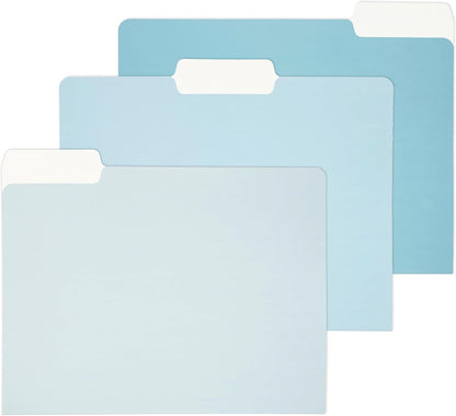 Y YOMA 12 Pack Colored File Folders Letter Size Gradient File Folder with 1/3-Cut Tab Cute Pretty Decorative Heavyweight Filing Folder File Organizers for Office School Home Desktop, Lake Blue