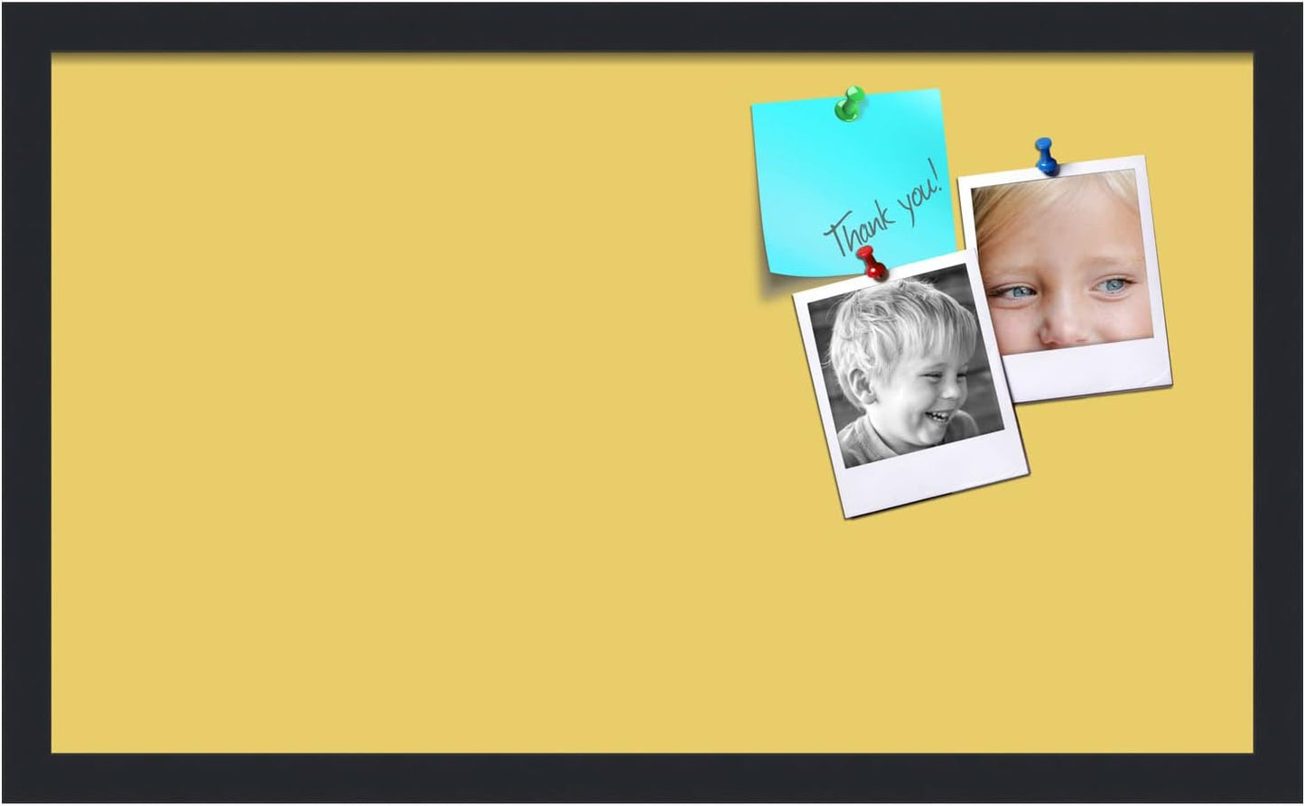 PinPix 24x14 Inch Cork Bulletin Board. This Decorative Framed Pin Board Comes with Honey Pastel Design and a Satin Black Frame. Ideal for Home Office Decor or Message Board (PinPix-1810)