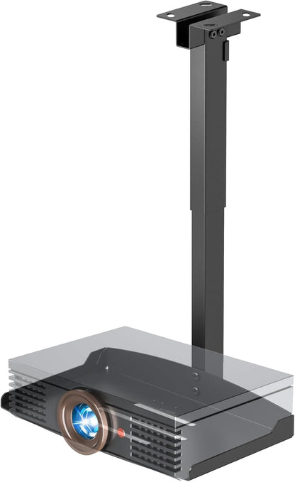 PUTORSEN Adjustable Projector Ceiling Mount,Universal Projector Shelf for Ceiling and Wall, Holds up to 22lbs，No Hole Installation, Hidden Cable Routing, Black