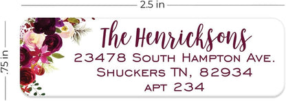 Fall Floral Rolled Address Labels / 500 Personalized Return Address Labels/Designer Address Stickers in Elegant Plastic Dispenser