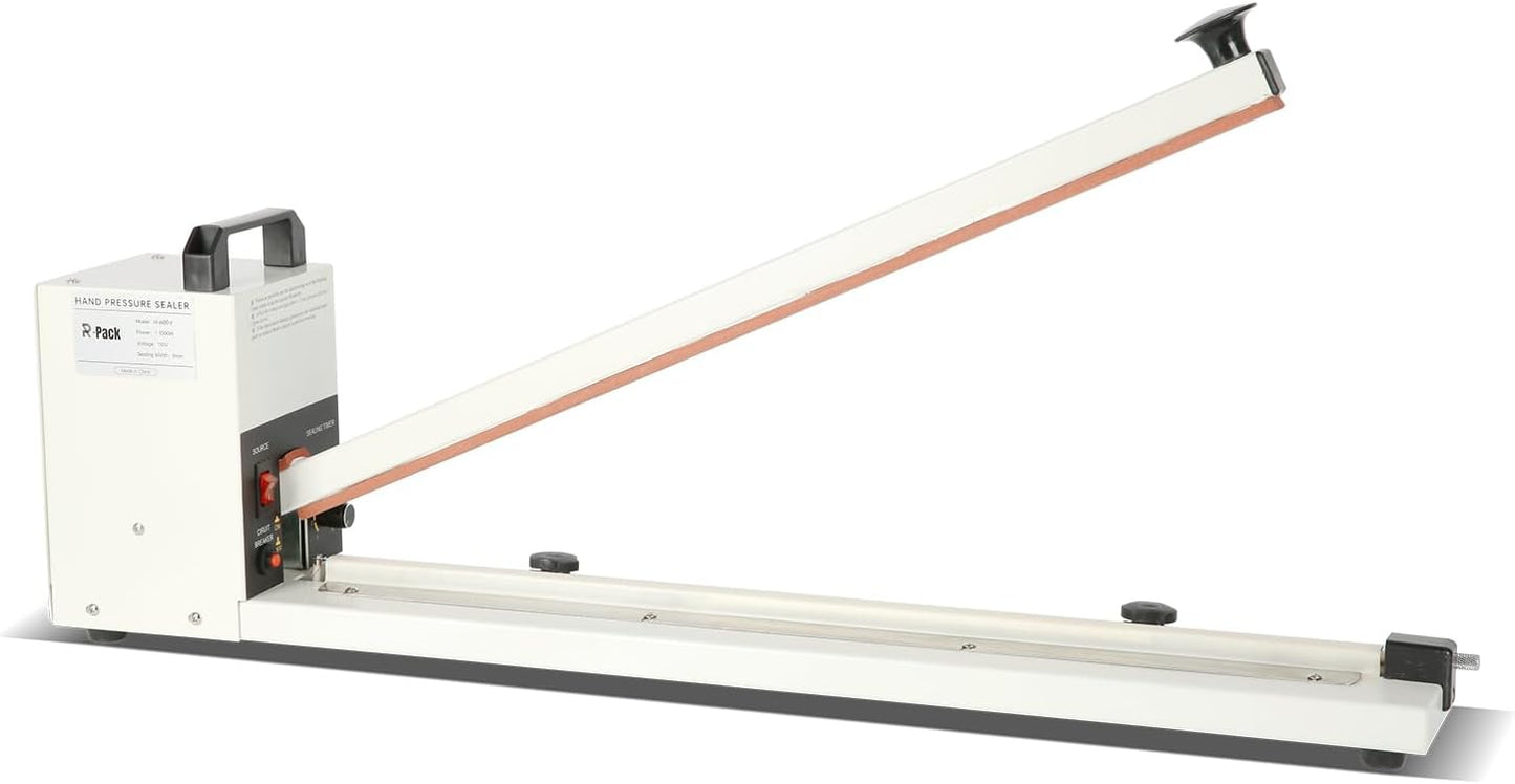 Impulse Heat Sealer with Seal bar, Heavy-Duty Bag Sealing & Cutting Machine, 8mm Sealing Width, 1 Extra Replacement (white, 18 inch)