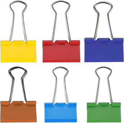 JAM PAPER Colorful Binder Clips Assortment - Medium - 1 1/4 Inch (32 mm) - Assorted Rainbow Colors - 90 Binderclips/Pack